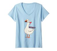 Femme Couteau à oie Tueur Silly Goose Meme Murder Duck What T-Shirt avec Col en V