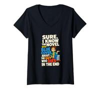 Femme Couverture Bleue drôle Bibliothèque Bibliothèque Humour T-Shirt avec Col en V
