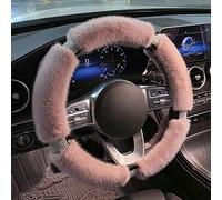 Femme Couvre Volant Voiture en Fourrure avec Diamant Cache de Volant Universelle 37-40cm Housse de Volant d'hiver Chaud Housse de Protection Volant Respirante Antiderapant Belle Ornement de Voiture