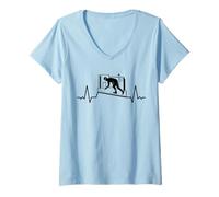 Femme Couvreurs Couvreur Cardiogram Artisans-couvreurs Couvreur T-Shirt avec Col en V