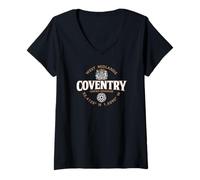 Femme Coventry West Midlands England Coordonnates Label 2C T-Shirt avec Col en V