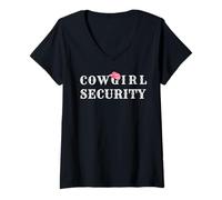 Femme Cow Girls Security - Costume d'halloween Facile pour Les Parents T-Shirt avec Col en V
