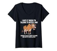 Femme Cow I Hate IT When I'm Talking to Myself Sarcastic T-Shirt avec Col en V
