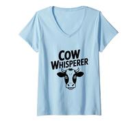 Femme Cow Whisperer Funny Cow Lover pour Les Agriculteurs et Les éleveurs T-Shirt avec Col en V
