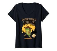 Femme Cowboy Frog Parfois, Je suis Juste en Train de péter Meme T-Shirt avec Col en V