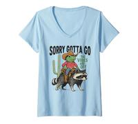 Femme Cowboy-Frog Riding Raton Laveur - Gotta Go, The Vibes are Off T-Shirt avec Col en V