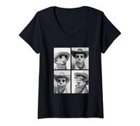 Femme Cowboy Kangourou Rats avec Lunettes de Soleil Animaux Photo Booth T-Shirt avec Col en V