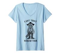 Femme Cowboy Raton Laveur i got That yeehawtism Autism Awareness T-Shirt avec Col en V