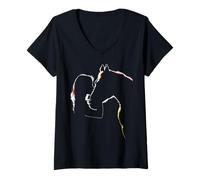 Femme Cowgirl Cheval T-Shirt avec Col en V
