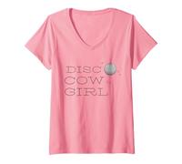 Femme Cowgirl disco | Nashville Bachelorette Party T-Shirt avec Col en V