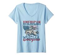 Femme Cowgirls américaines Country Western Rodéo Cowgirls T-Shirt avec Col en V