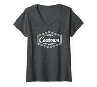 Femme COWTOWN Fort Worth TX Emblème Design Est. Créé en 1874 T-Shirt avec Col en V