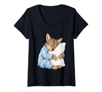 Femme Coyote Dormant dans Un Pyjama Mignon T-Shirt avec Col en V