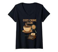 Femme Cozy Crime Club Mystery Reader Bookish Sleuth Cadeau T-Shirt avec Col en V