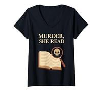 Femme Cozy Crime Club Mystery Reader Bookish Sleuth Cadeau T-Shirt avec Col en V