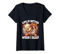 Femme Cozy Fall Labrador Graphic for Women Men Kids Autumn Sleep T-Shirt avec Col en V