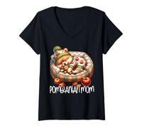 Femme Cozy Fall Pomeranian Mom Graphic for Women Cute Autumn Sleep T-Shirt avec Col en V
