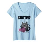 Femme Cozy Mystery Cat Tricote Parce Que Le Meurtre est Une Erreur T-Shirt avec Col en V