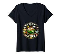 Femme Cozy Warm I be in My Office Garderner Life Freedom T-Shirt avec Col en V