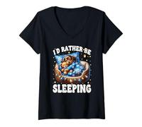 Femme Cozy Winter Sleep Wiener Dog for Women Men with Dachshund T-Shirt avec Col en V