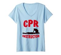 Femme CPR Instructor Cours de Premiers Soins de l'entraîneur de Soins d'urgence T-Shirt avec Col en V
