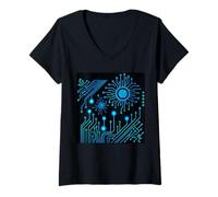 Femme CPU PC Sci-FI Movie Geeks Tees Circuit Board Informatique T-Shirt avec Col en V