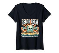 Femme Crabby Until Further Notice Beach Crew Summer T-Shirt avec Col en V