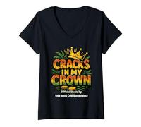 Femme Cracks in My Crown Musique Officielle Merch Udo W. T-Shirt avec Col en V