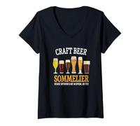 Femme Craft Beer Sommelier Parce Que Le Super héros n'est Pas Un Titre de Poste T-Shirt avec Col en V