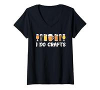Femme Craft Beer Vintage I Do Crafts Home Brew Drinking Beer Lover T-Shirt avec Col en V