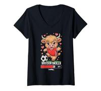 Femme Crampons Mignons de Football en Forme de Vache pour Le Sport T-Shirt avec Col en V