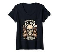 Femme Crâne de sobriété Anonyme pour Le rétablissement de la dépendance rétro, narcotiques T-Shirt avec Col en V