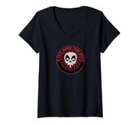 Femme Crâne et Mort Un Sort Pire Que la Mort T-Shirt avec Col en V