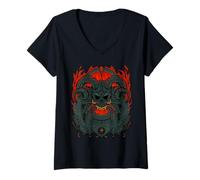Femme Crâne Infernal Demon T-Shirt avec Col en V
