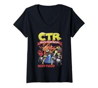 Femme Crash Bandicoot CTR Team Racing Nitro Fueled Video Game T-Shirt avec Col en V