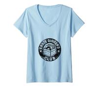 Femme Crate Digger's Club Retro Record Design T-Shirt avec Col en V