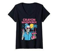 Femme Crayon Whisperer pour Femme ABCD T-Shirt avec Col en V