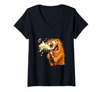 Femme Crazy Beer Bottle Party Mascotte T-Shirt avec Col en V