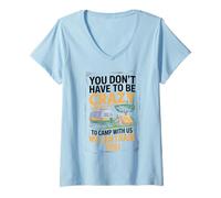 Femme Crazy Camper with Us We Can Train You Funny Camping T-Shirt avec Col en V