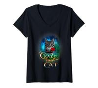 Femme Crazy Cat Lady Funny Kitten Cats Lover Mommy Mothers Day T-Shirt avec Col en V