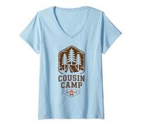 Femme Crazy Cousin Camp 2026 Cruise Squad Crew Tribe Slepaway T-Shirt avec Col en V