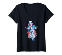 Femme Crazy Driving Sam avec Une Moto Cool T-Shirt avec Col en V