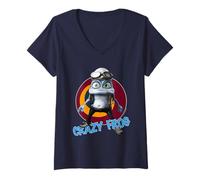 Femme Crazy Frog Axel F Ring Ding Ding T-Shirt avec Col en V