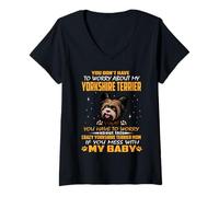 Femme Crazy Yorkshire Terrier Dog Mom Funny Puppy Lover T-Shirt avec Col en V