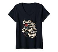 Femme Created Chosen Called Daughter of King Christian Jesus God T-Shirt avec Col en V