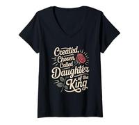 Femme Created Chosen Called Daughter of King Christian Jesus God T-Shirt avec Col en V
