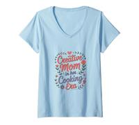 Femme Creative Mom in Her Cooking Era Fun Kitchen Kitchen T-Shirt avec Col en V