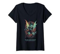 Femme Créature Créatures Mythologiques The Night Carries Footsteps T-Shirt avec Col en V