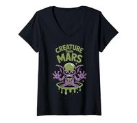 Femme Créature from Mars Funny Alien Cartoon Design pour Enfants T-Shirt avec Col en V