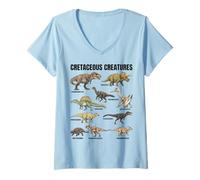 Femme Créatures crétacées - Art de la paléontologie de la Vie préhistorique T-Shirt avec Col en V